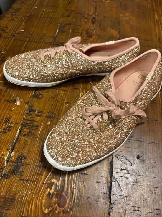 Keds Shoes - Keds Rose Gold Glitter Lace-Up Sneakers
